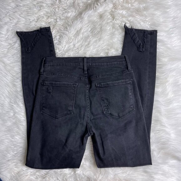 FRAME Le Skinny de Jeanne Jeans Le Color Rip Film Noir Mid Rise Distressed 28.5" - Picture 9 of 14